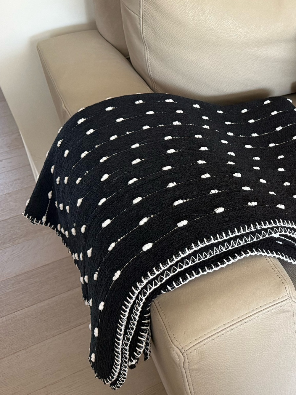 black and white polka dot throw blanket